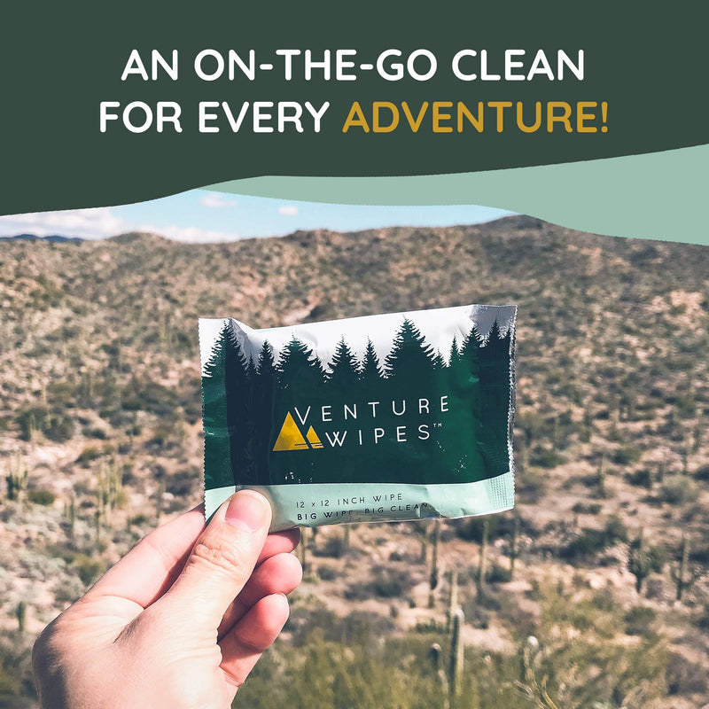 [Australia] - Venture Wipes Tea Tree Oil Body Wipes - Adventure Wipes for Adults - Biodegradable Cleansing Wipes with Aloe and Vitamin E - Camping Essentials - Individually Wrapped Body Wipes - 25 Count Bag 