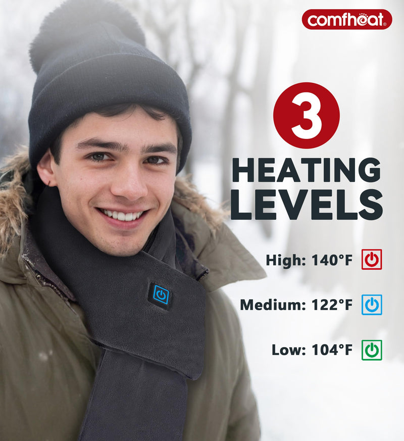 [Australia] - comfheat USB Heated Scarf with 5000 mAh Battery Rechargeable, Portable Neck Heating Pad Wrap for Pain Relief, Thermal Hot Compress Neck Heat Therapy for Muscle Soreness Stiffness 