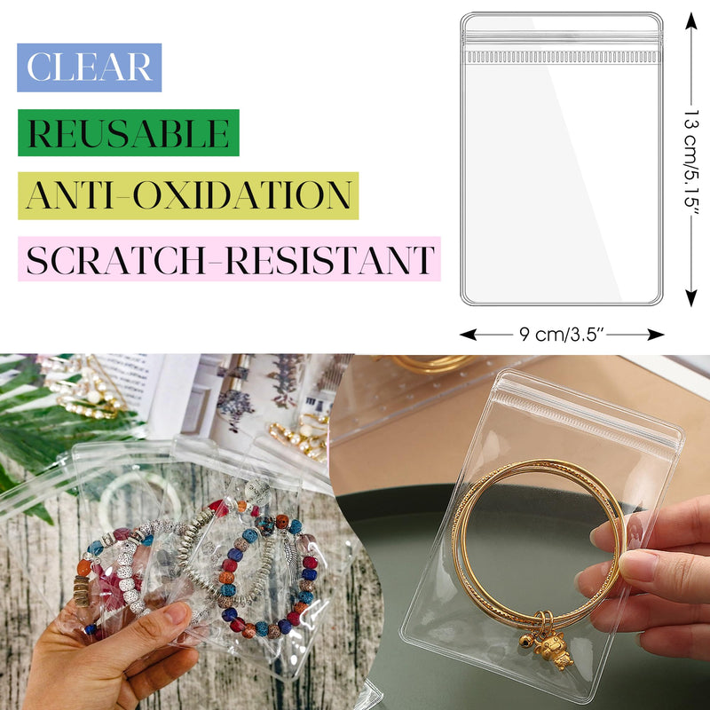 Travel Jewelry Organizer Case with Clear Zipper Velvet Pouch and Transparent Jewelry Storage Book with Small Clear Zippered Pouch