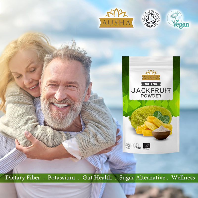 Ausha Organic Green Jackfruit Powder 250g - UK Certified Organic by Soil Association - Gut Health, Fibre, Gluten Free - Add to Cereals, Smoothies, Juices, Porridge, Baking Organic Jackfruit Powder 250g