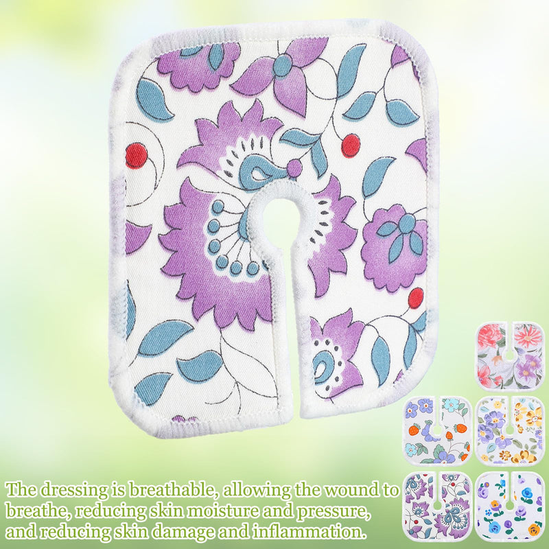 [Australia] - 20 Pcs 4 x 4 Inches Reusable Trach Acc Tracheostomy Supplies Dressing Pads Absorbent Soft Tracheo Cover Drain Split Sponges for Wound Care(Flower Pattern) Flower Pattern 