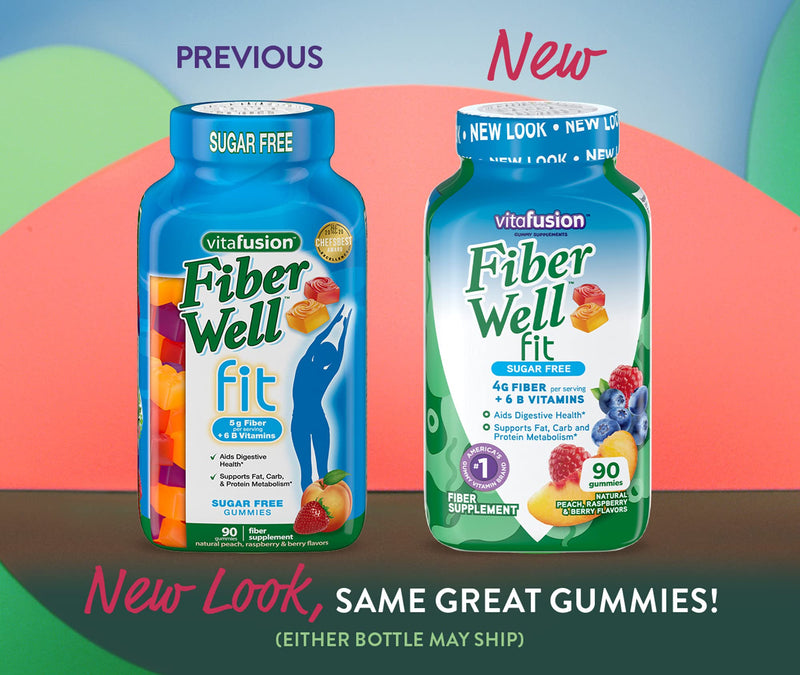 Vitafusion Fiber Well Fit Gummies Supplement, 90 Count (Packaging May Vary) & Extra Strength Vitamin B12 Gummy Vitamins for Energy Metabolism Support