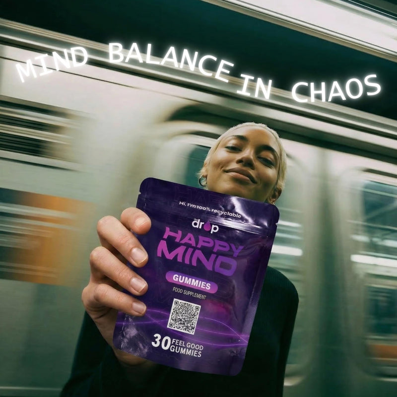 Happy Mind Gummies - Lions Mane & Ashwagandha 5 in 1 Gummies for Stress and Mood Support, Vitamin B5 & Zinc, No Artificial Flavours - Focus - Helps with Cortisol & Anxiety