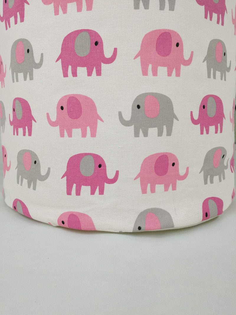 [Australia] - 19.7 Laundry Hamper Toys Box Storage Bins Canvas Waterproof Collapsible Clothes Organizer Basket with Handle Freestanding Large Cute Light Weight for Home Kids Baby Room(elephant) pink grey elephant 