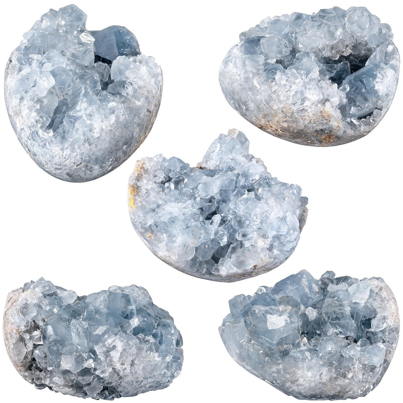 Rockcloud Natural Raw Blue Celestite 0.70-0.99 lb Healing Crystal Cluster | Irregular Geode Home Decoration Gemstone Specimen, for Meditation, Office Decor, Desk Ornament