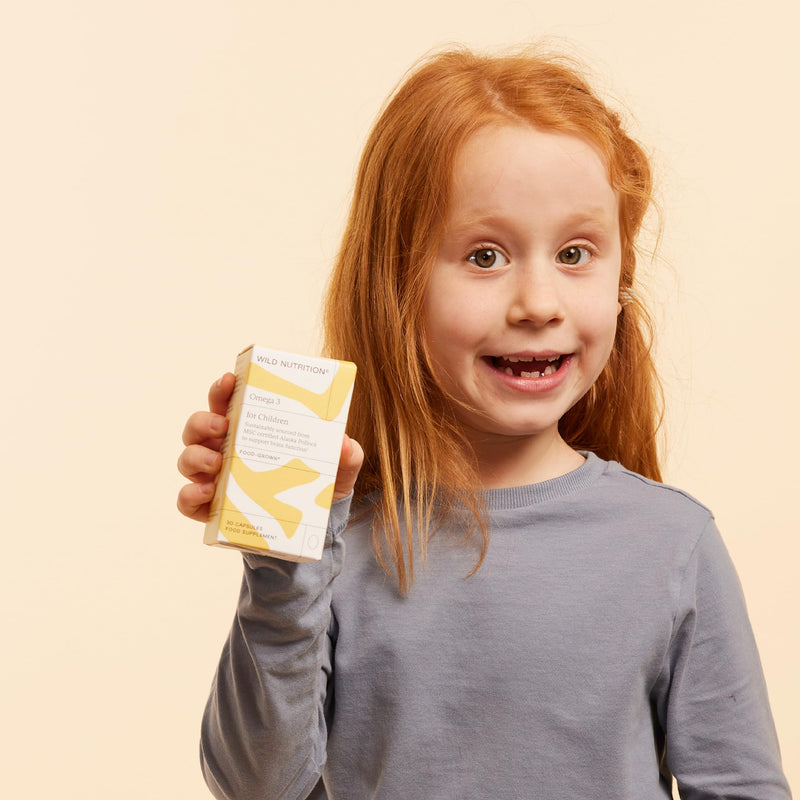 WILD NUTRITION Food-Grown Omega 3 for Children to Support Brain, Heart, and Eyes | Omega 3 Kids Formula | Fish Oil Sourced from Alaskan Pollock | 30 Capsules Child