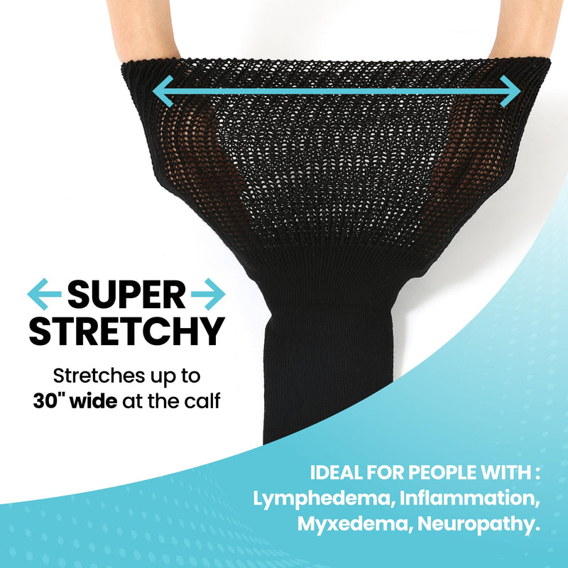 [Australia] - Bariatric Socks Extra Wide, Diabetic Socks for Women, Lymphedema Socks, Extra Wide Socks for Swollen Feet, Non-Binding Socks X-Large Black (1 Pair) 