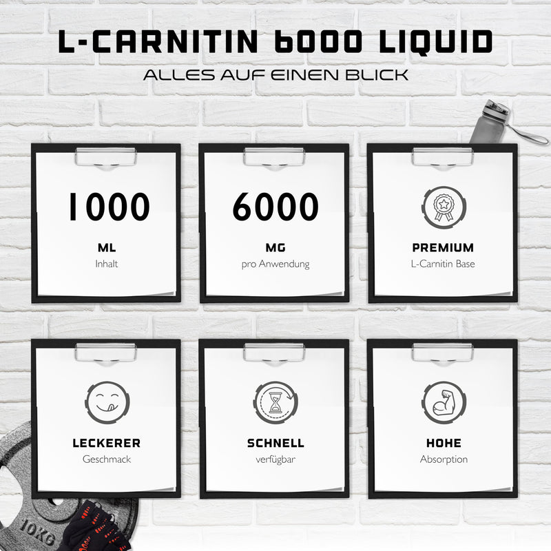 [Australia] - L-Carnitine 6000 Liquid - 1000 ml - Extra high dosage with 6000 mg of pure L-Carnitine per daily serving - Amino Workout Drink - Delicious taste (Orange Power) - Vegan 