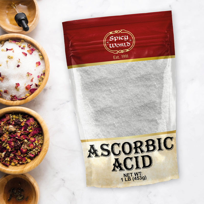 Spicy World Ascorbic Acid 1 LB Bulk Bag - Pure Vitamin C Powder - 100% Pure, Food Grade, Can be Used for Canning, Fruit, Pools - USP Grade 16 Ounce (Pack of 1)