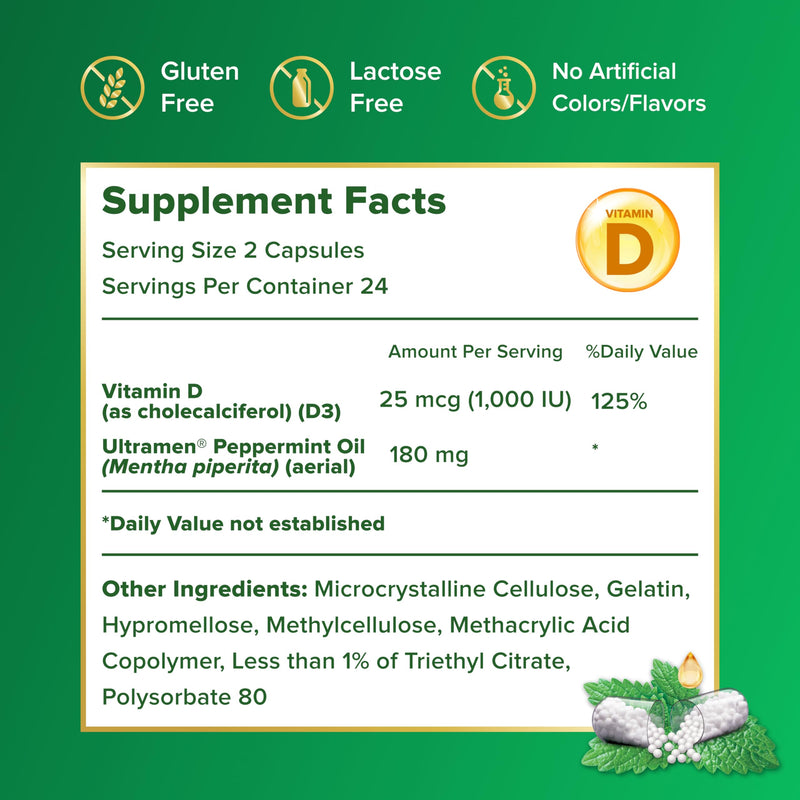 IBgard with Vitamin D, Peppermint Oil Capsules, 48 Capsules | Supports Immune and GI Health, Cramping, Bowel Urgency, Diarrhea, Constipation, Bloating, Amazon Exclusive 48 Count (Pack of 1)