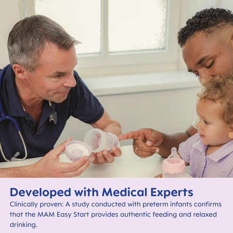 [Australia] - MAM Easy Start Anti-Colic Baby Bottles, Extra Slow Flow, Breastfeeding-Like Silicone Nipple Bottle, Reduces Colic, Gas, & Reflux, Easy-to-Clean, BPA-Free, Vented Baby Bottles for Newborns, 0-3 Months 4.5oz 2 Count (Pack of 1) Cotton 