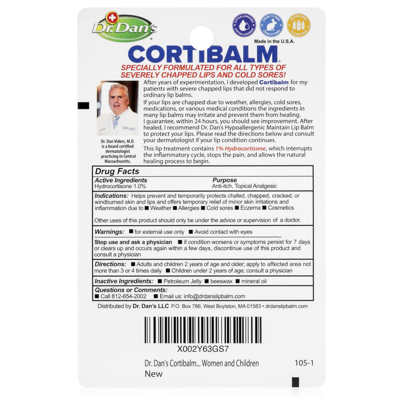 Dr. Dan's Cortibalm Hydrating Lip Balm for Severely Chapped Lips 3 Pack | Healing Lip Balm with Beeswax & Vitamin E, Lip Repair for Severely Chapped Lips, Dry Lips Repair, Moisturizing & Hydrating