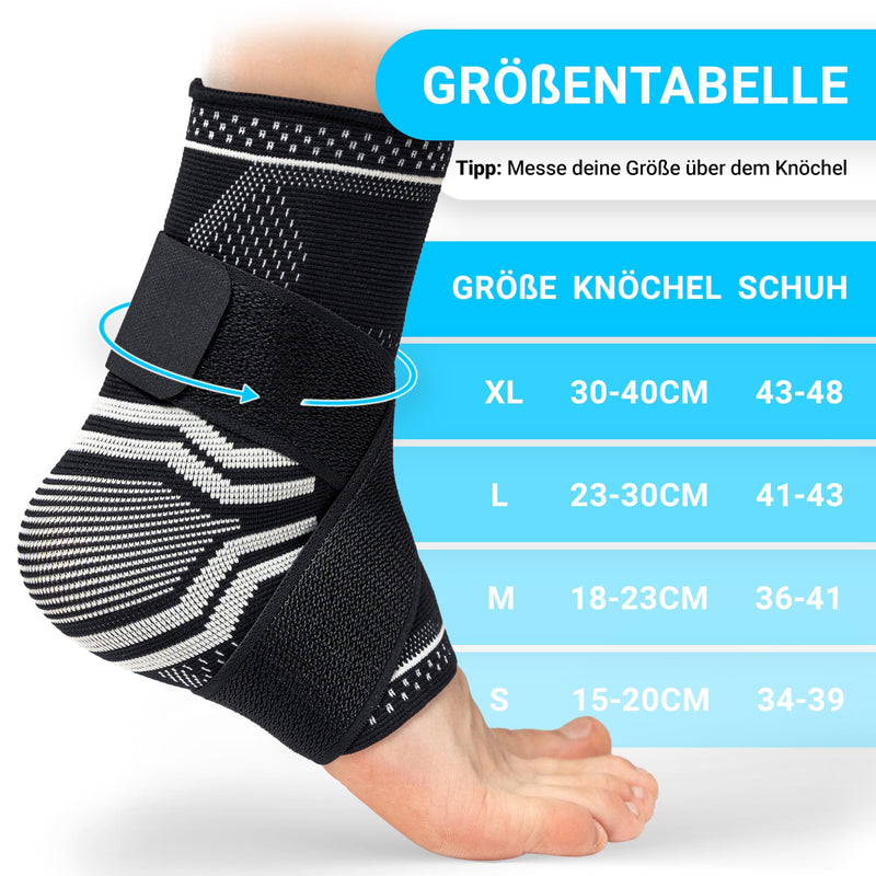 [Australia] - FitMedic ankle support | Professional foot bandage, adjustable and flexible Unisex ankle bandage for ankle joint, sports, football, Achilles tendon, ankle protection, joint pain against twisting, L, black 