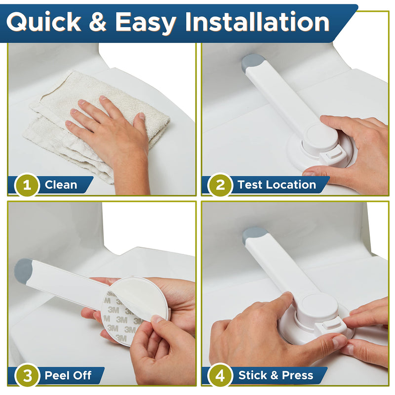 [Australia] - Baby Toilet Lock (3 Pack) Ideal Baby Proof Toilet Lid Lock with Arm – No Tools Needed Easy Installation with 3M Adhesive – Top Safety Toilet Seat Lock – Fits Most Toilets – White 3 Pack 