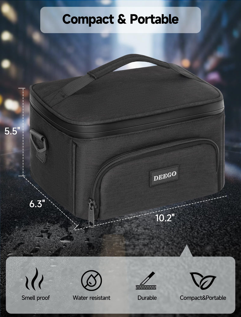 [Australia] - DEEGO Smell Proof Bag, Smell Proof Box Portable Smell Proof Case, Large Capacity Smell Proof Stash Box Enduring Odor Proof Bags with Detachable Shoulder Strap Removable Dividers for Men 