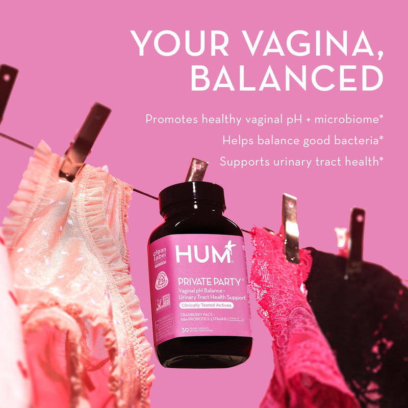 [Australia] - HUM Private Party Vaginal Probiotics for Women's pH Balance- Cranberry & Lactobacillus Blend -Womens Vaginal Health Supplement - Promote Healthy Vaginal Odor & Vaginal Flora - (30-Day Supply) 30-Day Supply 