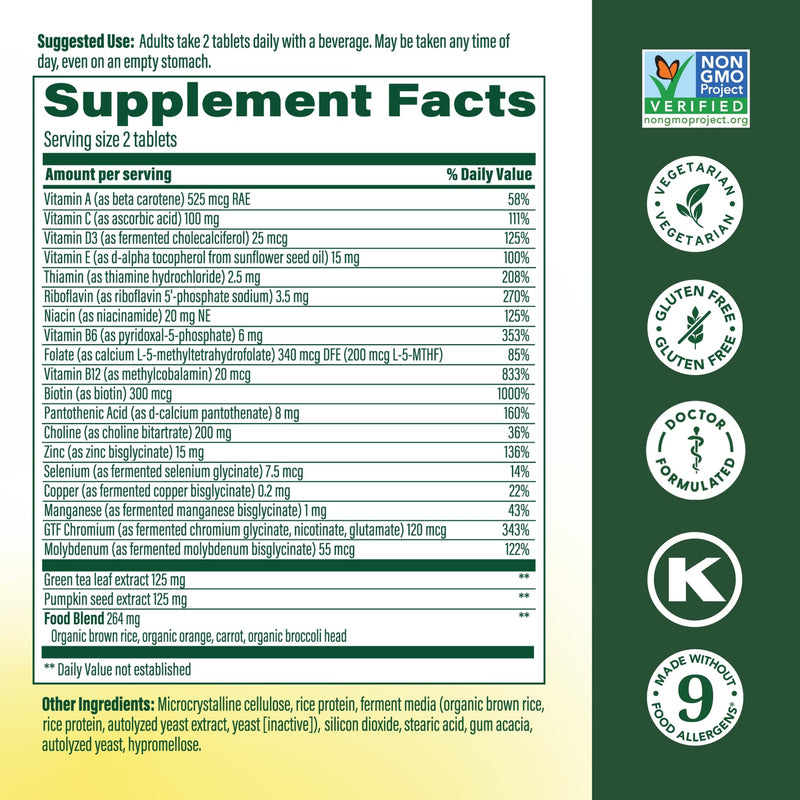MegaFood Advanced Multivitamin for Men 55+ Doctor Formulated, 60 Tablets | For Healthy Aging, Immune Support, Bone and Brain Health, Choline, Methylated B12, Methylfolate, Vegetarian, 30 Servings 60 Count (Pack of 1)