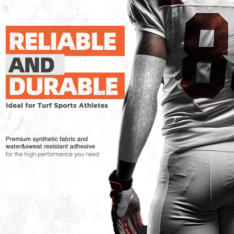 OK TAPE Turf Tape Football, Extra Wide Kinesiology Tape, Protects Arm from Turf Burn, Waterproof, Flexible, Super Sticky, White Athletic Tape (4 Inch x 30 Feet) Uncut 10yds Ok White