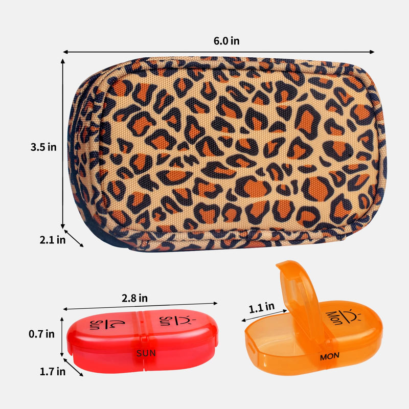 Serfeymi Weekly Travel Pill Organizer 2 Times a Day AM PM Rainbow Pill Box | Medicine Organizer with Portable Zipper Canvas Pill Case,Pill Organizer 7 Day for Vitamins, Fish Oils，Supplements - Brown 01 A Canvas Brown 01 1 Set Canvas Case
