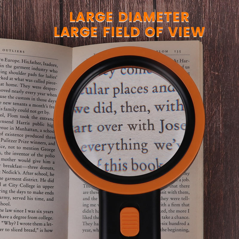 [Australia] - AIXPI Magnifying Glass with Light, 30x Reading Magnifier, 12 LEDs Magnifying Glass, Hand Magnifier Illuminated Magnifying Glass for Children, Seniors, Jewelers, Coins (Black) Black-12led 