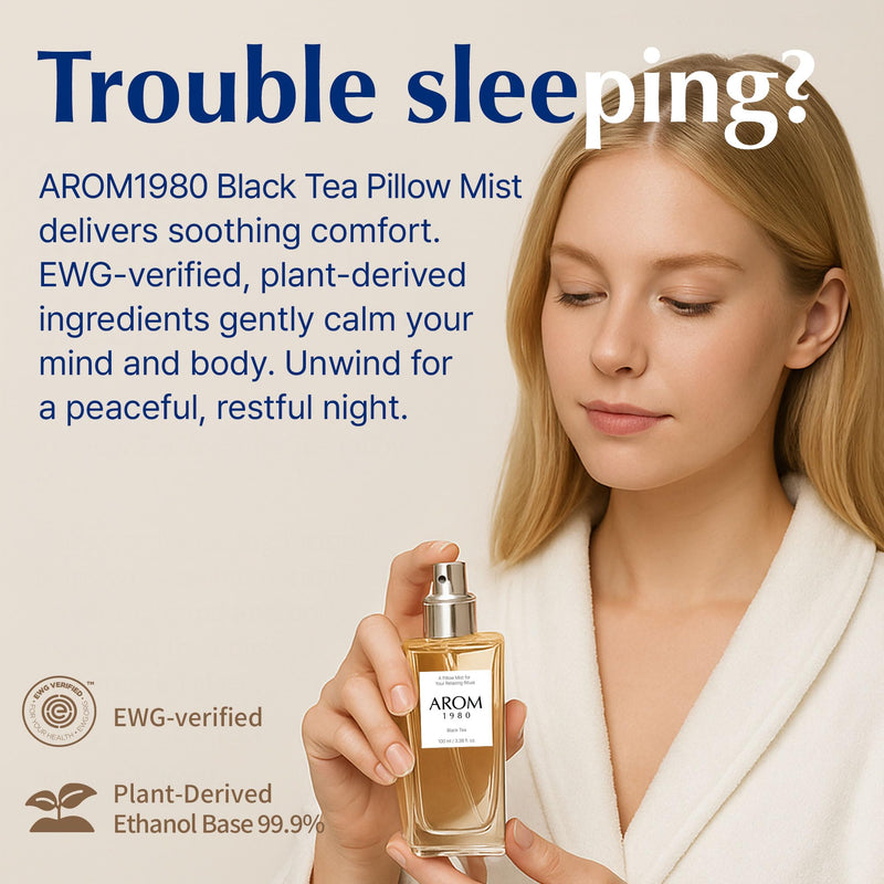 Pillow Mist – Large 100 ml (3.38 fl oz) Sleep Spray for Pillows & Bedding, Calming Aromatherapy Room Freshener, Vegan Formula, Long-Lasting Scent, Made in Korea Black Tea