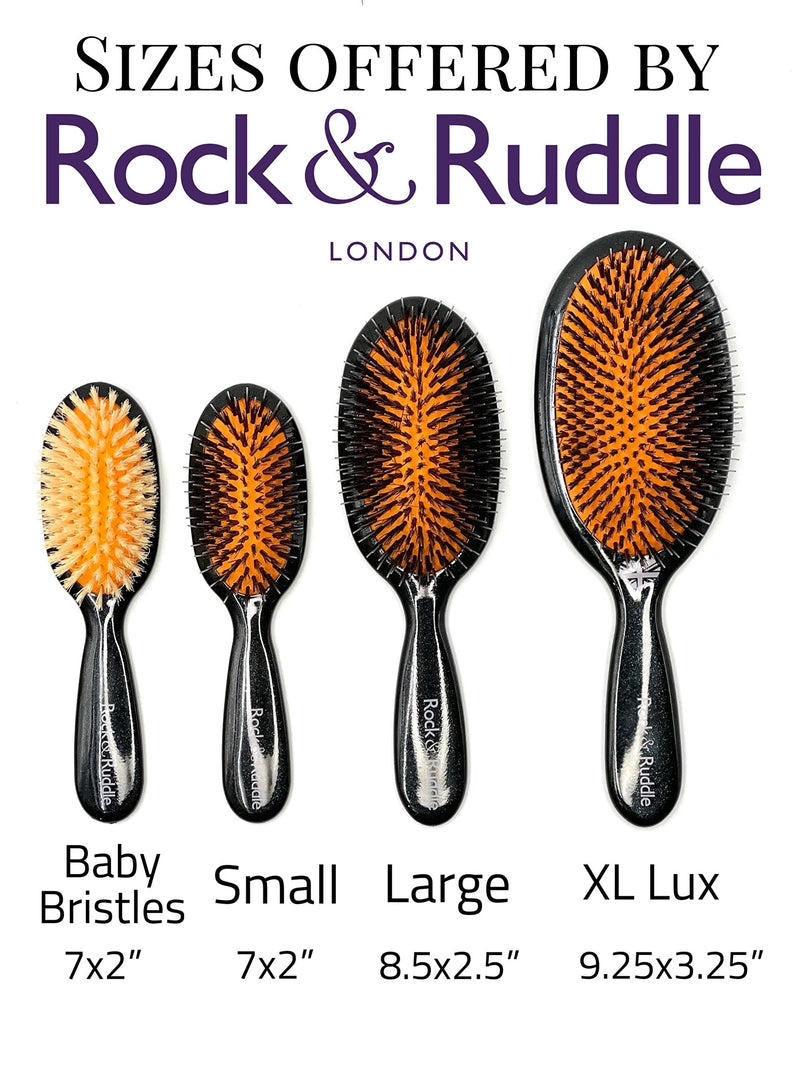 [Australia] - Rock & Ruddle Natural Mixed Boar Bristle Hair Brush for Women and Kids (Large, 21cm) - Perfect for Wet or Dry Hair, Detangling Smoothing Blowdrying - Designed & Made in UK - Zebra Print Design, Large 
