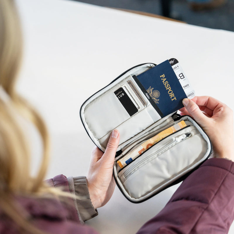 Matador Global Travel Stash - RFID Passport Holder for Travel; Neck Wallet | With adjustable and stowable lanyard, pickpocket-proof zipper, built-in location tracker pocket, and RFID-blocking fabric