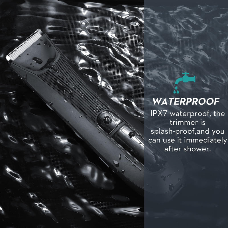 [Australia] - Intimate razor for men, Kibiy electric body razor for men with replaceable anti-cut ceramic blade, professional IPX7 waterproof body hair trimmer with LED light, display and standing charging station... Black Body with two blades 