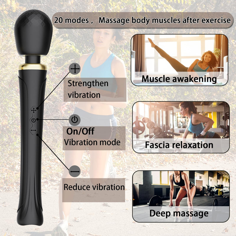 [Australia] - Handheld Massager - Cordless Massager - Travel - Quiet - Relax Body Muscles - Perfect Back Legs Hand Pains and Sports Black 