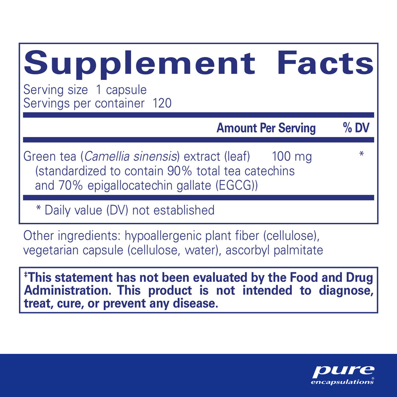[Australia] - Pure Encapsulations Green Tea Extract (Decaffeinated) | Hypoallergenic Antioxidant Support for All Cells in The Body* | 120 Capsules 120 Count (Pack of 1) 