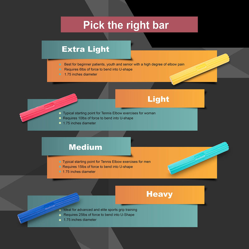[Australia] - Resistance Bar for Physical Therapy for Tennis Elbow, Wrist Strengthener to Improve Hand Grip for Golfers, Rehab, Tendonitis Pain, Injury Recovery, Rehabilitation Equipment X-Light Yellow 6lbs 