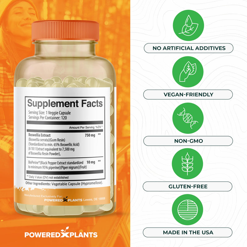 [Australia] - Boswellia Serrata Extract Joint Support Supplement by Powered by Plants ‚Äì 65% High Potency Boswellic Acids with BioPerine ‚Äì Supports Immunity, Mobility & Flexibility ‚Äì 120 Vegan Capsules 