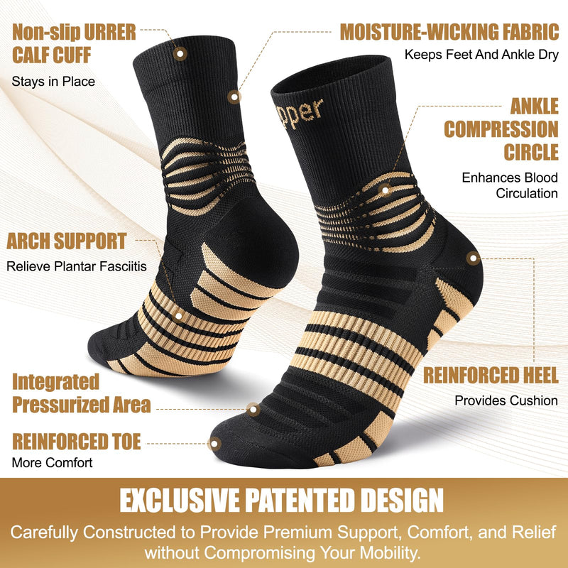 [Australia] - NEENCA Professional Copper Compression Socks, Medical Ankle Support Socks for Injuries Recovery & Pain Relief, Women & Men Circulation, Swelling, Runner, Travel, Pregnancy, Flying‚Äî1 Pair, 20-30 mmHg Large High Copper 