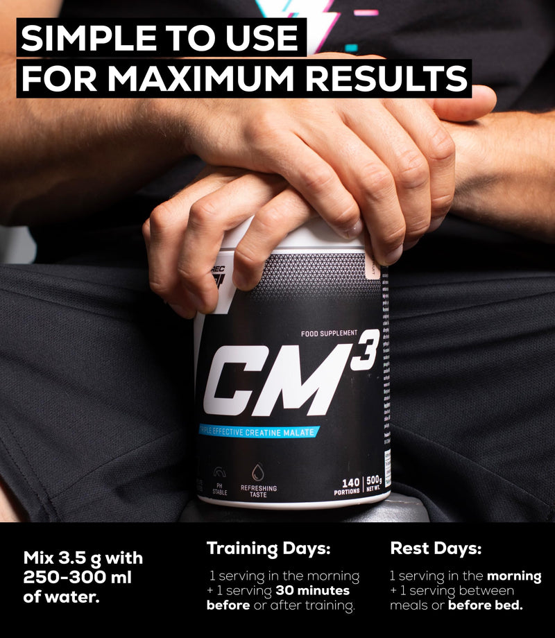 Trec Nutrition CM3 Tri-Creatine Malate Powder for Performance and Muscle Power | 6650 mg Creatine Per Serving | Made in EU (500g, Pink Grapefruit)
