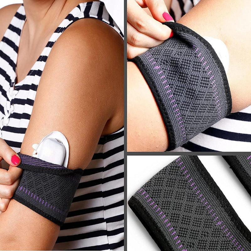 [Australia] - Diabetes Arm Band for Insulin Pod Monitoring Systems - Omnipod Dexcom Freestyle Libre - Protects Insulin Pod During Sports - Replace Adhesive Patches Tape (Purple, M) Purple Medium (Pack of 1) 