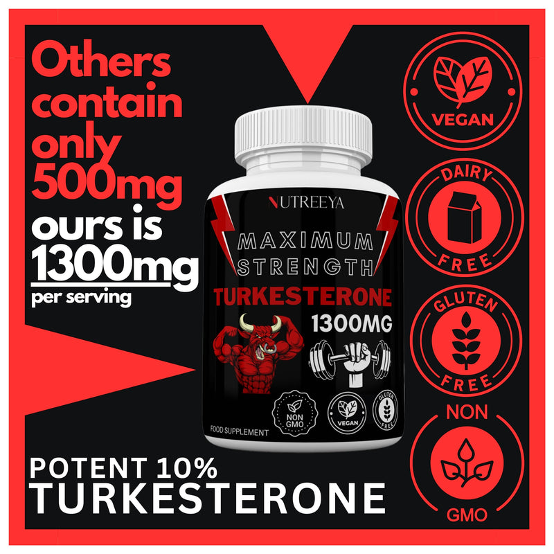 Turkesterone -1300mg Max Strength Ajuga Turkestanica Extract, Vegan, Gluten Free, (Not Turkesterone Capsules) (Pack of 1 (60 Pills)) PACK OF 1 (60 Pills)