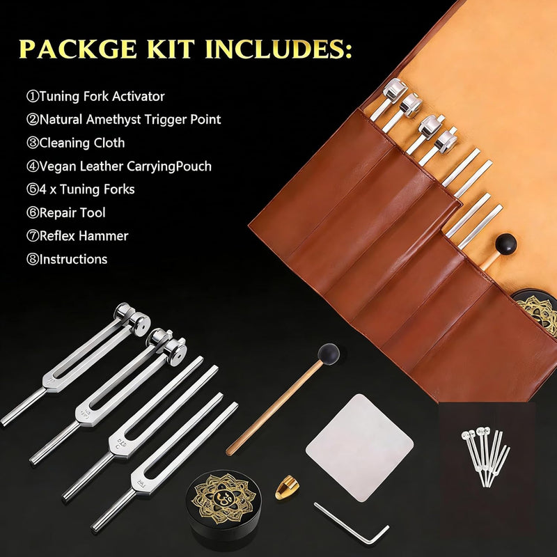 [Australia] - Weighted Tuning Forks for Healing Set (128Hz, 256Hz, 512Hz) ‚Äî Sound Therapy, Chakra Balancing, Stress Relief and Essential Yoga and Meditation 