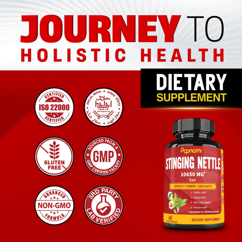 [Australia] - Stinging Nettle Extract Capsules - Equivalent to 10650MG with Boswellia, Turmeric & Saw Palmetto - 2 Month Supply for Joint, Body Management, Skin, Hair & Immunity 