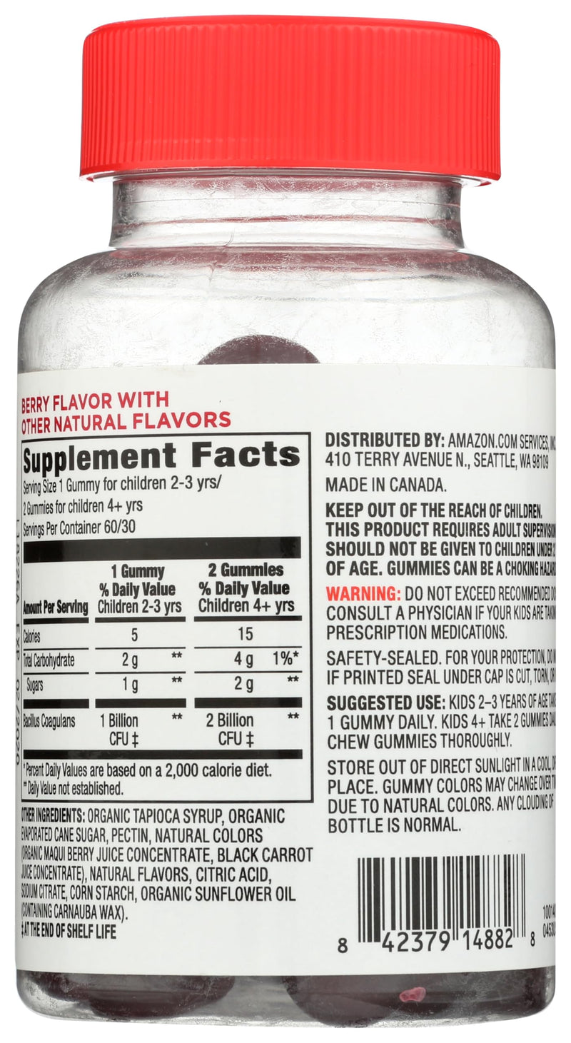 Amazon Brand - Mama Bear Vegan Probiotic, Berry, 60 Gummies, 1 Billion CFU per Gummy 60 Count (Pack of 1)