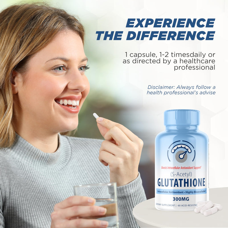 [Australia] - S-Acetyl L-Glutathione 300mg – 60 Acid-Resistant Capsules, High Bioavailability S Acetyl Glutathione Supplements for Liver & Skin Health, Supplement Antioxidant Support Capsules 
