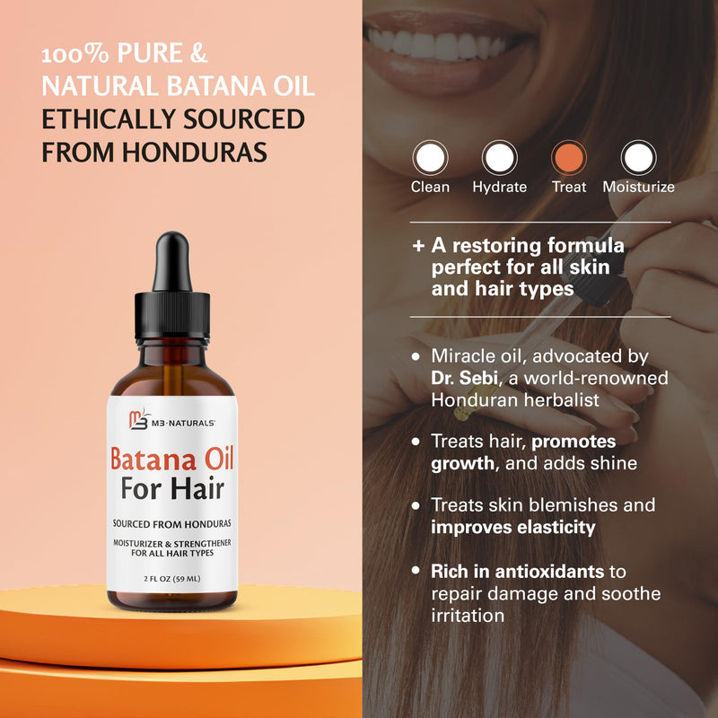 [Australia] - M3 Naturals Batana Oil for Hair Growth & Skin ‚Äì Dr. Sebi 100% Pure, Unrefined & Cold-Pressed from Honduras ‚Äì For Thicker Hair, Stronger Strands & Smoother Skin ‚Äì Vegan, Non-GMO ‚Äì 2 FL OZ Batana Oil 1 Pack 