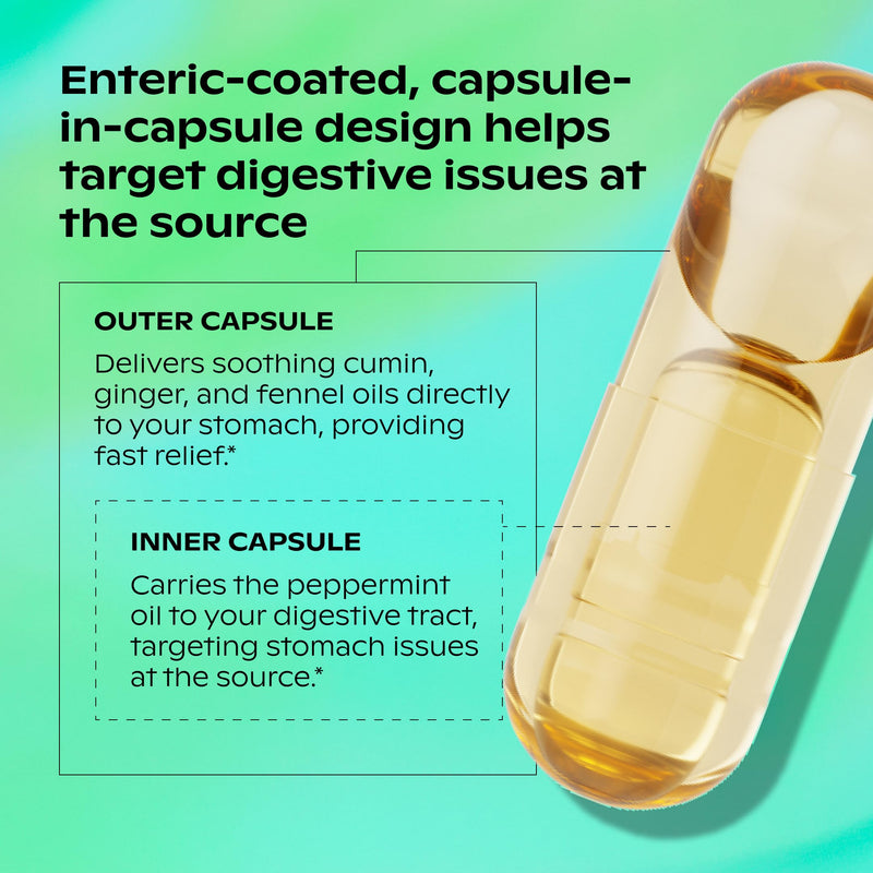 [Australia] - wholier Peppermint Oil, Ginger Root Oil for Bloating Relief, Nausea Relief, Upset Stomach Relief + Gut Health. Daily Herbal Supplement. Peppermint Stomach Soother. (60 Vegan Capsules) Glass Bottle 