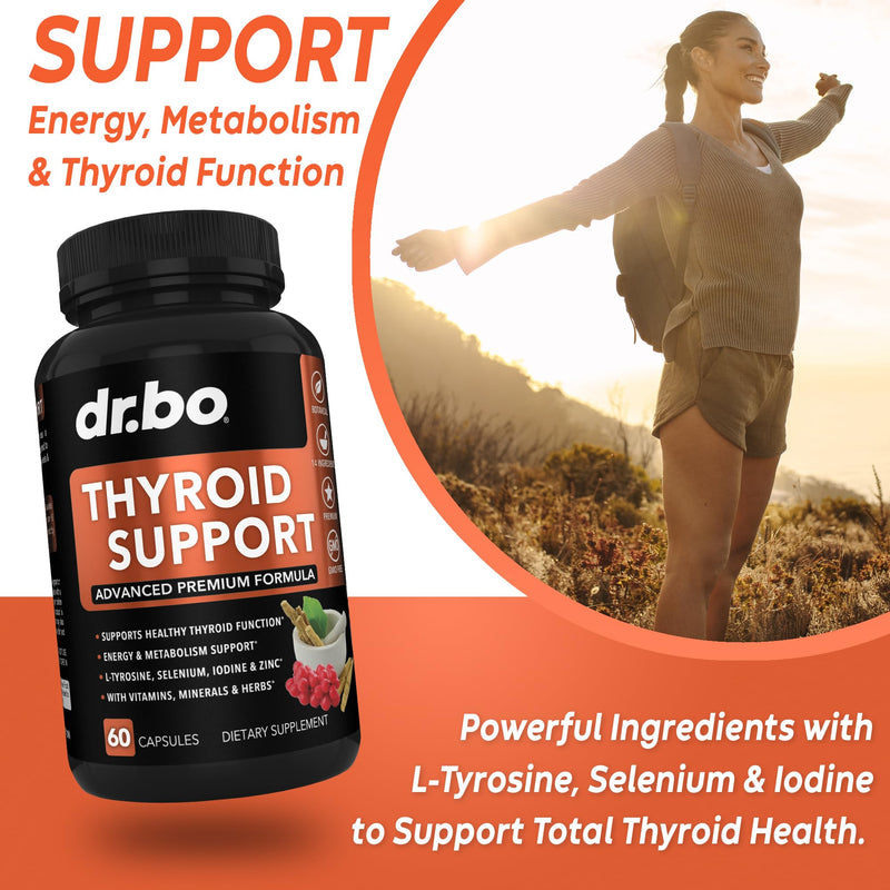 Thyroid Support & Adrenal Focus Drops - Thyroid Supplement Complex with L-Tyrosine Selenium Iodine & Organic Adrenal Support Supplements Focus Liquid Drops - Natural Brain and Memory Fatigue Attention