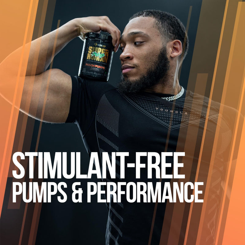 [Australia] - ALPHA LION Superhuman Pump Pre Workout Powder, Nootropic Caffeine & Stim Free Preworkout Supplement, Nitric Oxide Booster, Muscle Gainer, Energy & Focus (42 Servings, Peach Pumps Flavor) Peach Pumps - Peach Rings 