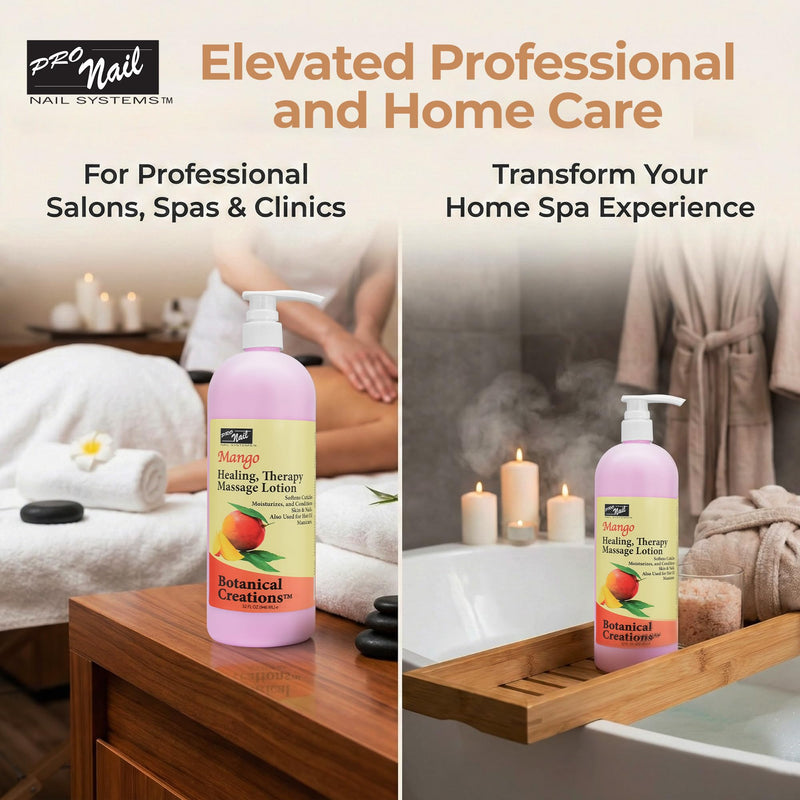 PRO NAIL - Healing Therapy Massage Lotion - Professional Pedicure, Body and Hot Oil Manicure, Infused with Natural Oils, Vitamins, Panthenol and Amino Acids (Mango, 32 Ounce) Mango 32 Fl Oz (Pack of 1)