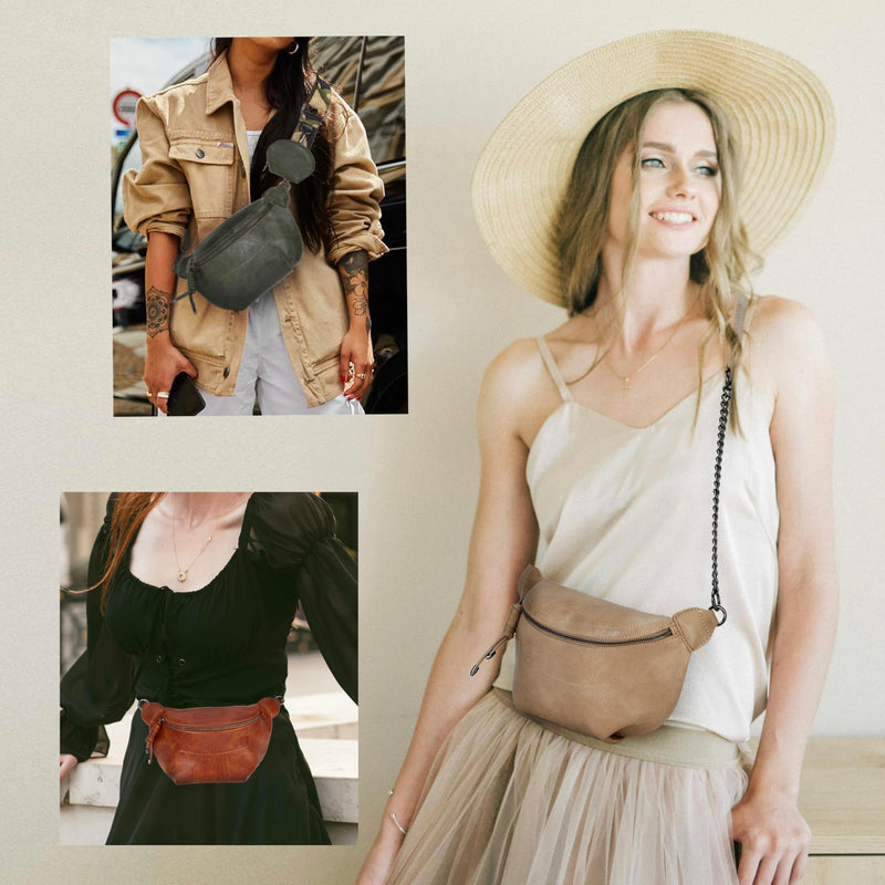 Fanny Packs Waist Bag for Women-Fashion Crossbody Bags Chest Purses Belt Bag with 2 Adjustable Strap (B-Apricot) B-khaki
