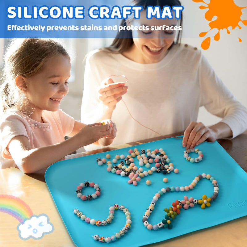 [Australia] - Silicone Craft Mats for Kids 24"x16"‚Äì with Raised Lip & Non-Slip | Reusable Silicone Art Mat for Play Sand, Painting, DIY Crafts | Durable Design (Blue) Blue 24x16in 