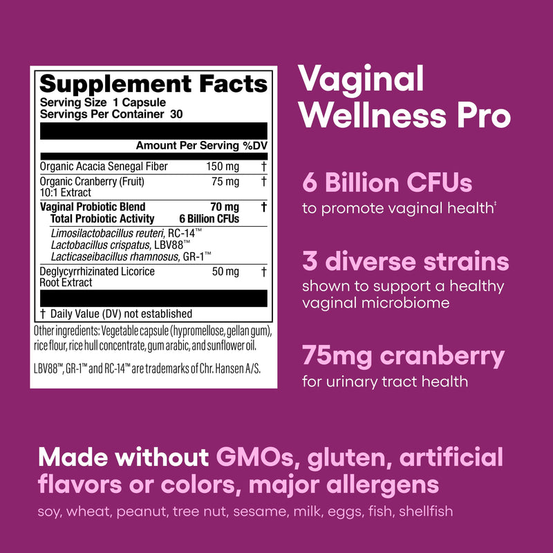 [Australia] - Physician's CHOICE Vaginal Probiotics for Women - Unique with Licorice Root - PH Balance, Odor Control, Yeast, Vaginal Microbiome & Feminine Health - 6B CFU - Organic Prebiotic, Cranberry - 30 CT 30 Count (Pack of 1) 