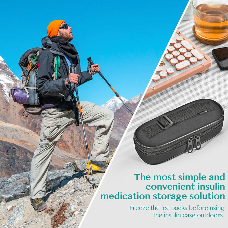 [Australia] - Insulin Cooler Travel Case, Diabetic Travel Bag for Insulin Pens, Small Insulated Medicine Carrying Case with 2 TSA Approved Ice Packs Classic 