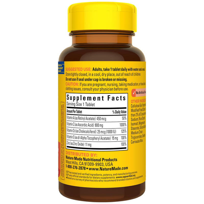 Nature Made Super C Tablets with Vitamin D3 and Zinc, 60 Tablets | Adult Vitamin C Immune Support Supplement, For Daily Immune Support and Antioxidant Support, 60 Day Supply Unflavored 60 Count (Pack of 1)